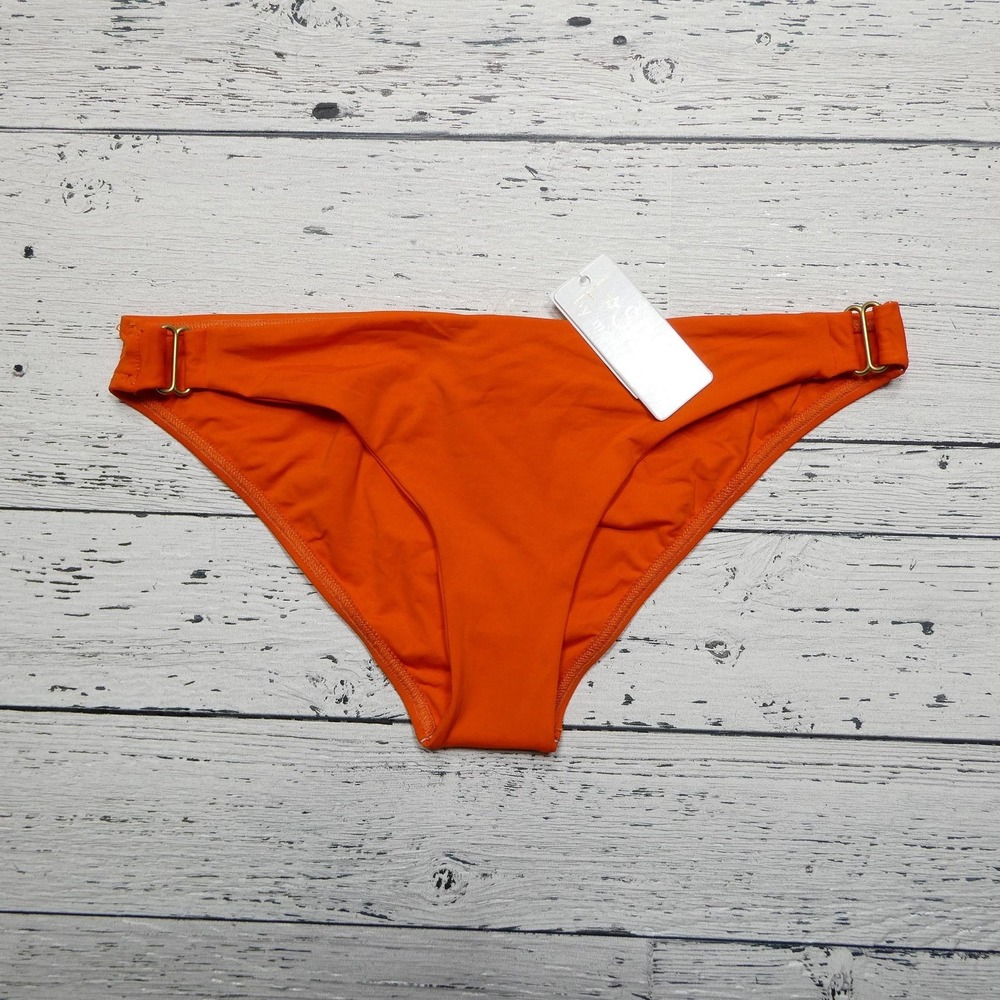 L Space Rosemary Bikini Bottom Womens Large Orange Poppy Full Cut Swim USA‎